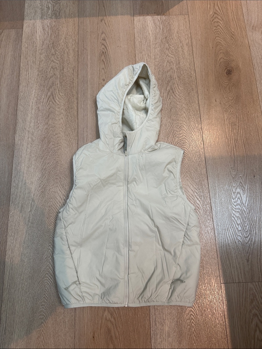 Kids Hooded Puffer Vest - Cream